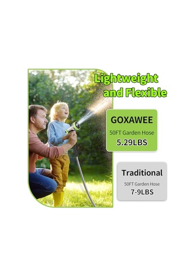 Bahçe Hortumu, Paslanmaz Çelik Ağır Hizmet Tipi Su Hortumu, 10 İşlevli Başlıklı, Kıvrılmaz, Sert Ve Esnek, Sağlam Ve Hafif, Avlu, Dış Mekan Ve Karavan İçin Paslanmaya Karşı Korumalı 50ft