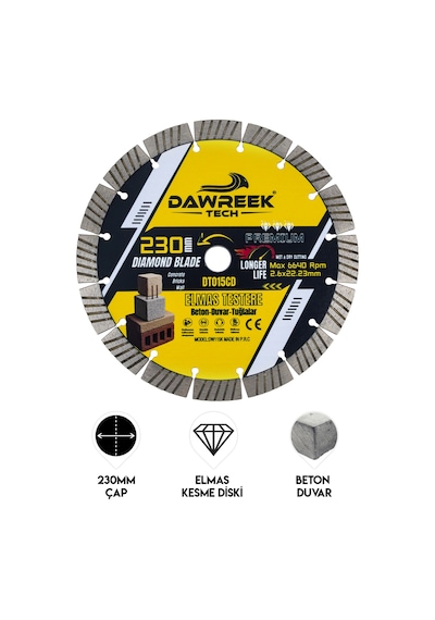 Dawreek Dt015cd 230mm Premium Segmentli Elmas Testere Beton Beton-duvar-tuğla