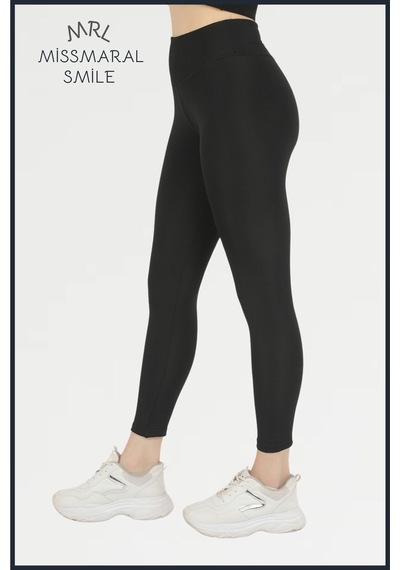 Missmaral Kadın Siyah Yüksek Bel Toparlayıcı Tayt Tam Boy Dalgıç Likralı Kumaş Casual & Comfort 102101 SiYAH