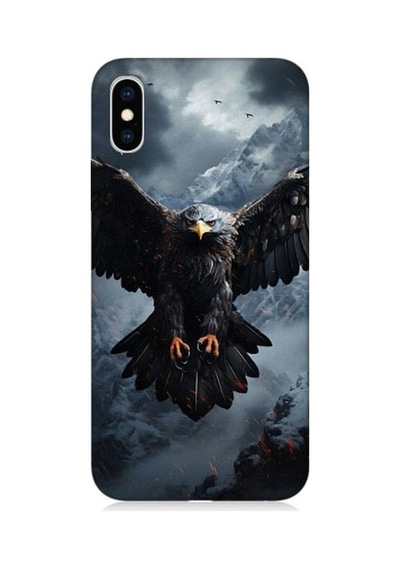 Apple Uyumlu iPhone Xs Uçan Savaşçı Kartal Desenli Silikon Kılıf