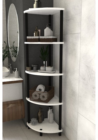 Decoline Banyo Rafı 5 Katlı Moblen Modern Organizer Depolama Ünitesi-beyaz Beyaz