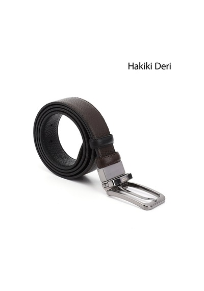 Gönderi(R) Gönderi R Siyaha Kahve Hakiki Deri 3,5 Cm Çift Taraflı Klasik Kemer Siyah - Kahverengi