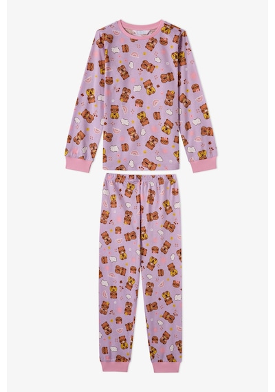 Penti Kız Çocuk Pembe Friendly Capy Pamuklu Uzun Kollu 2li Pijama Takımı