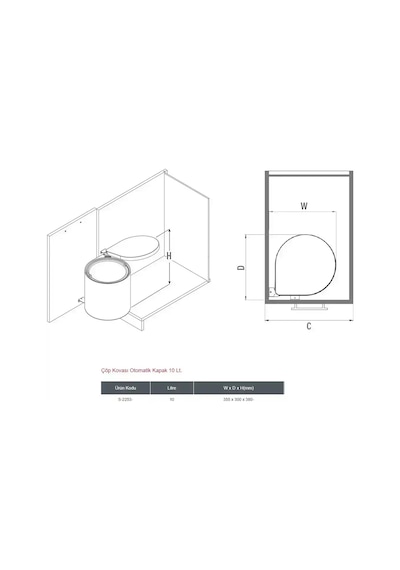 Starax 40 Cm Çöp Kovası Antrasit Renk Otomatik Kapak 10 Litre S-2253-a