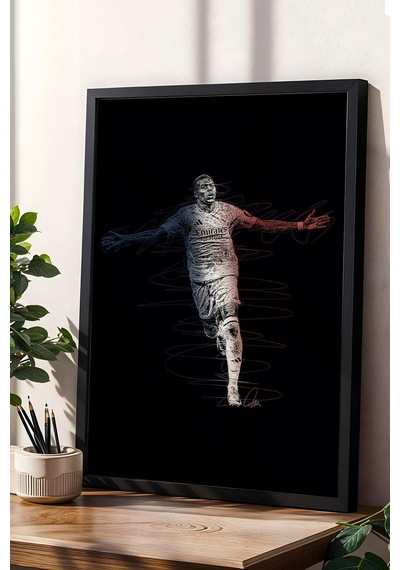 Kylian Mbappe Portre Futbol Çerçeveli Tablo - Estetik Poster