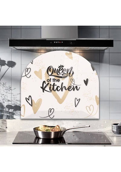 Decorita Cam Ocak Arkası |Oval Şekilli|Queen Of The Kitchen Love