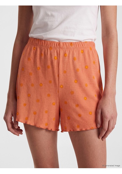 Lcw Dream Sarı Desenli Kadın Şort Pijama Alt 2'li