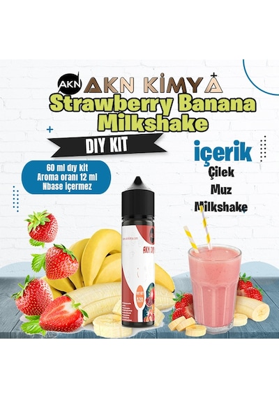 Strawberry Banana Milkshake Dıy Kit Çilek Muz Gıda Aroması %20 Oranda Aroma İçerir Hazır Değildir 60 Ml