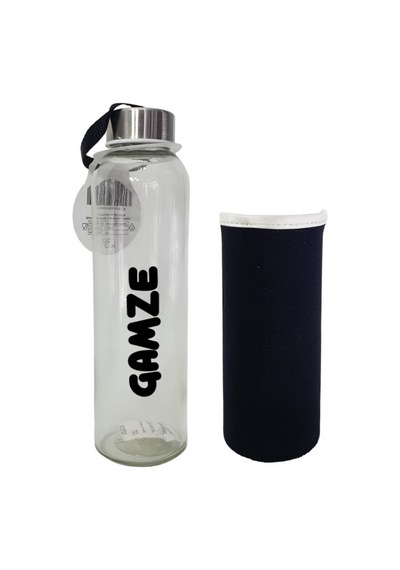 Kişiye Özel Siyah Kılıflı Cam Matara 500 Ml Hk2671