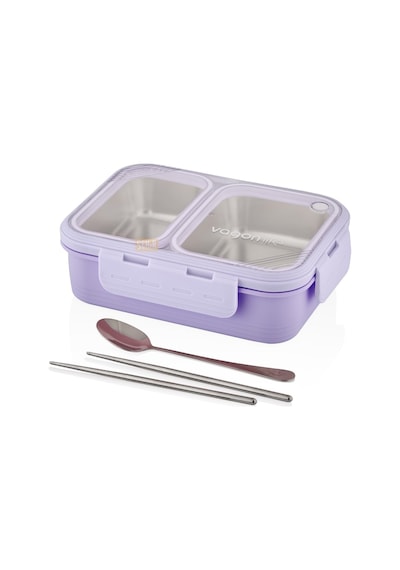 Vagonlife Bento 700ml Lunchbox Tek Katlı 2 Bölmeli Çelik Sefer Açık Mor