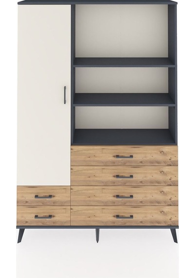 Arges Dolap 7 Raflı 6 Çekmeceli Tek Kapaklı 132x30x195 Antrasit-aytaşı/çam Aytası/atlas Çam Arges Dolap 7 Raflı 6 Çekmeceli Tek Kapaklı 132x30x195 Antrasit-aytaşı/çam Aytası/atlas Çam