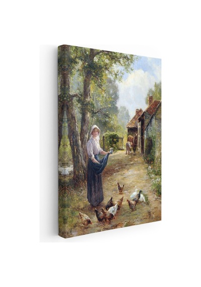 Rus Köylüsü Kadın Ve Tavukları Duvar Yüksek Kaliteli Kanvas Canvas Tablo