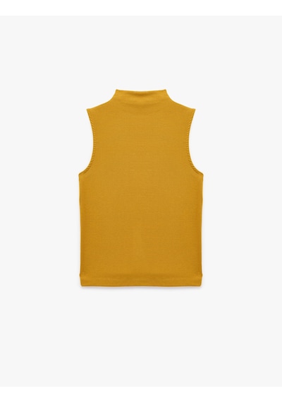 Koton Modal Kumaş Slim Fit Dik Yaka Kolsuz Tişört Sarı 7wak10090ek