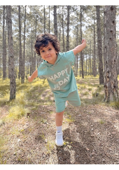 MiaBaby Kapüşonlu Yazlık Baskılı Takım 2404kpsnyzlyk mint
