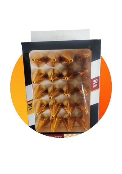 17mm Sivri Parlak Gold Bijon Kapağı 20li Set