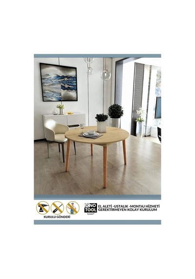 Bistro 100 Cm / Yuvarlak Mutfak Masası / Yuvarlak Yemek Masası / Meşe