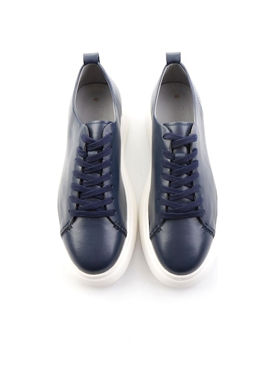 Bambi Lacivert Hakiki Deri Erkek Sneaker E01593202503