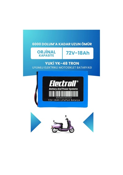 Yuki Yk-48 Tron Batarya Standart Kapasite Lifepo4 72v 18ah Elektrikli Motosiklet Bataryası