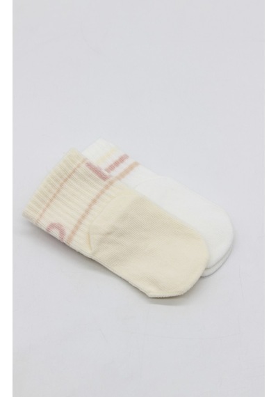 Erturkstore Penye Kaymaz Soket Çorap 2li 10144 Pudra Ekru Çok Renkli