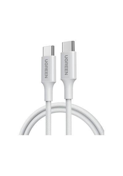 Ugreen Usb-c 60w 3a Qc Pd Örgülü Hızlı Şarj Kablosu, 1 Metre, Beyaz, 35218