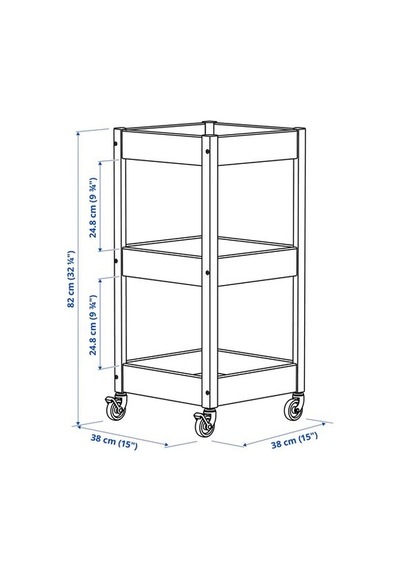 Ikea Loshult Servis Arabası, Çam, 38x38x82 Cm Çok Renkli