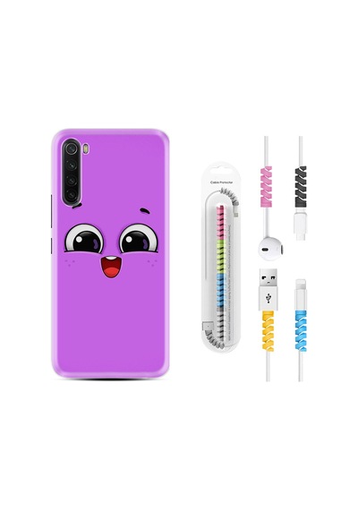 Xiaomi Redmi Note 8 Kılıf +Kablo Koruyucu Purple Sweety 1717