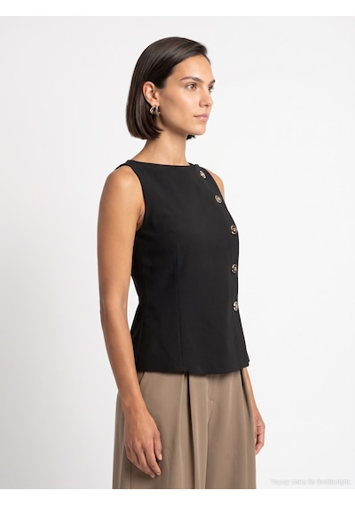 Dilvin 60628 Peplum Kesim Bisiklet Yaka Yelek-siyah