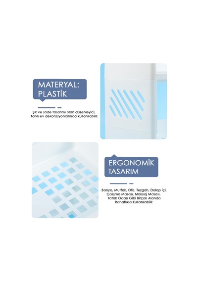 2 Katlı Beyaz Plastik Çok Amaçlı Makyaj Banyo Ofis Raf Organizeri Mıt1279 Beyaz