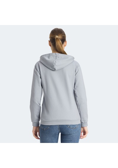 Slazenger KINET Kadın Fermuarlı Kapüşonlu Cepli Gri Sweatshirt