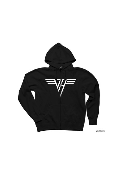 Van Halen Logo Classic Siyah Fermuarlı Kapşonlu Sweatshirt