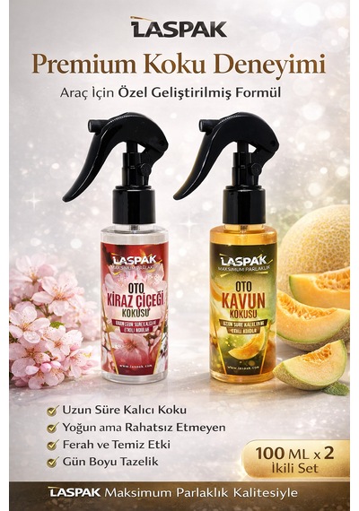 Premium 2 Li Oto Kokusu Seti Uzun Süre Kalıcı Doğal Esans Yoğun Aroma 100