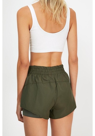 Ersefa Moda Örme Normal Bel Boru Paça Sportswear Haki Paraşüt Kumaş 2 Ka