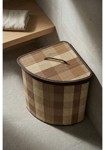 Nordic Köşeli Bambu Sepet - 50 Cm Açık Kahverengi