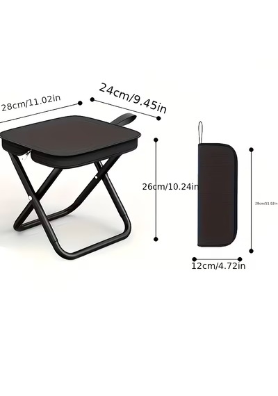 Taşıma Çantalı Portatif Katlanabilir Kamp Ve Balıkçı Taburesi - Pratik Mini Sandalye Siyah