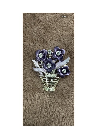Gümüş Rengi Mor Çiçekli Bijuteri Broş Gümüş - Altın 41080375