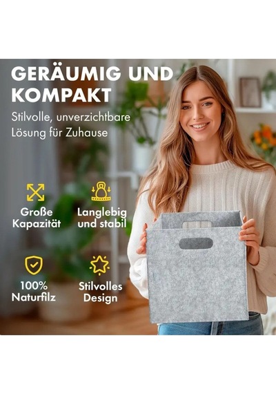Dolap İçi Düzenleyici 2 Adet Organizer 3mm Keçe 32x32x32 Cm Çok Amaçlı Gri Keçe Kutu Gri