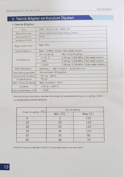 Mars 25-8-180 Frekans Kontrollü Sirkülasyon Pompası