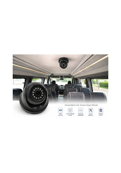 Audiomax Dome Kamera - 10 Metre Kablolu 12v Kamera - Audiomax Mx-74 Araç Dome Kamerası