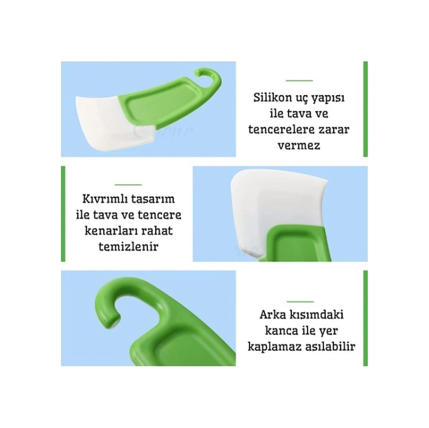 Silikon Uçlu Bulaşık Temizleme Kazıyıcı Spatula Çok Renkli