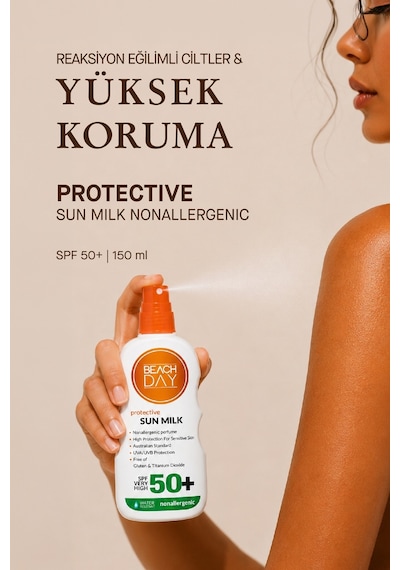 Beach Day Hassas Ciltler için Yüksek Koruyucu Güneş Sütü SPF50+ 150 ML