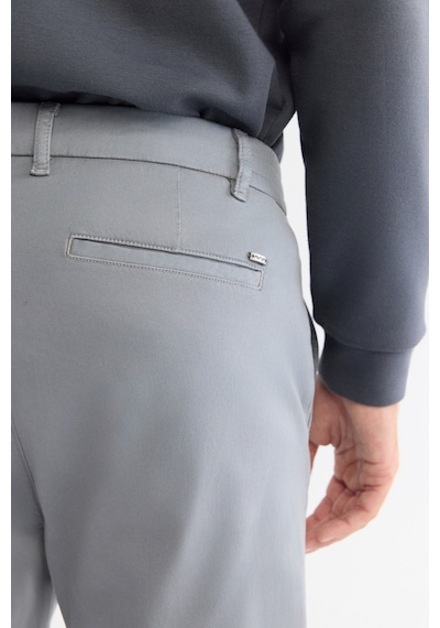Avva Erkek Gri Yanı Lastikli Yumuşak Tuşeli Duble Paça Slim Fit Pantolon A42y3007