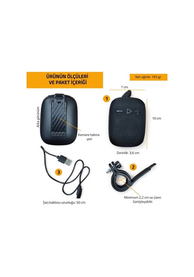 Upway Bisiklete Ve Kemere Takılabilen Su Geçirmez Usb-tf Mini Bluetooth Hoparlör