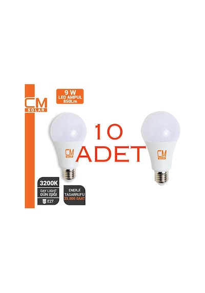 9w E27 Duy 3200k Sarı Işık Led Ev Ampulü 10'lu Paket