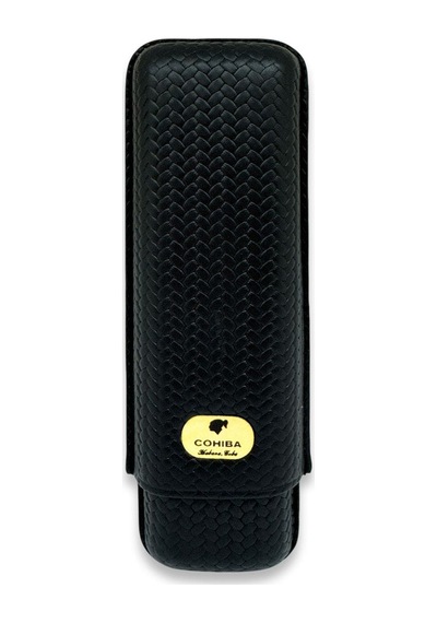 Cohiba Örme Desen Deri Puro Kılıfı 2li Siyah 64ring