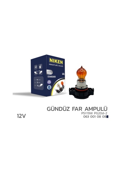 Niken 12v Psy19w Gündüz Far Ampulü Pg20d-2 Amber 10 Lu