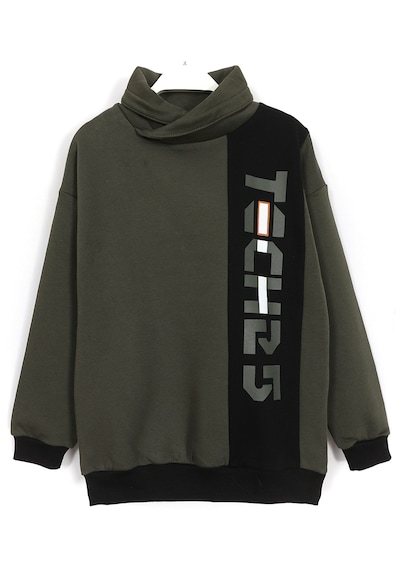 Dobakids Uzun Kollu Boğazlı Erkek Çocuk Sweatshirt Haki 001-0002001 Haki - Siyah
