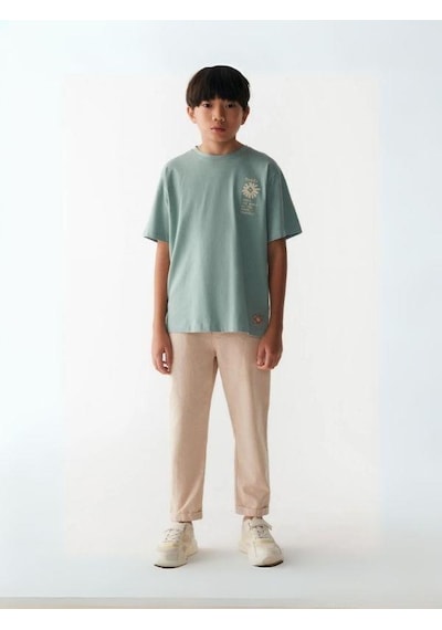 Nk Kids Erkek Çocuk Beli Lastikli Duble Paça Pantolon-13978-vizon Vizon