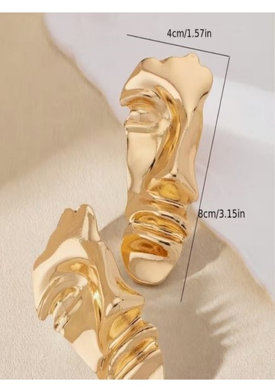 14k Altın Kaplama Geometrik Maske Küpe Altın
