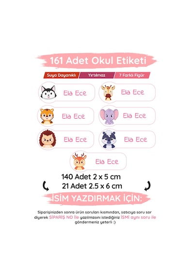 Özel İsminiz Yazılı Okul Etiketi Kız/erkek Diğer