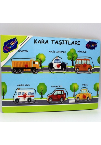 Playwood Ahşap Tutmalı Kara Taşıtları Eğitici Oyuncak